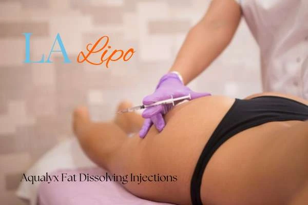 Woman having fat dissolving injections Nantwich on thighs