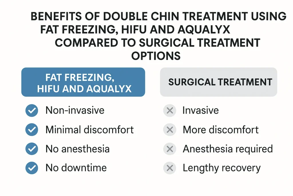 Graphic about the benefits of double chin treatment Nantwich - from LA LIPO