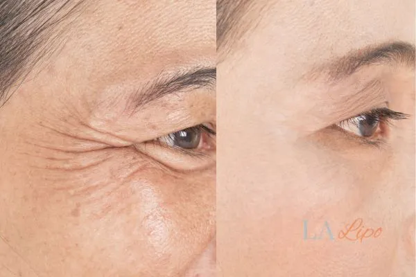 Before and after results of woman - HI-fu wrinkles reduction treatment Nantwich
