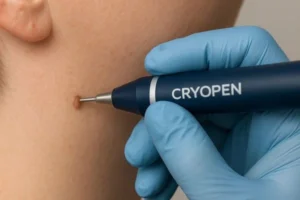 Person receiving skin tag removal Nantwich