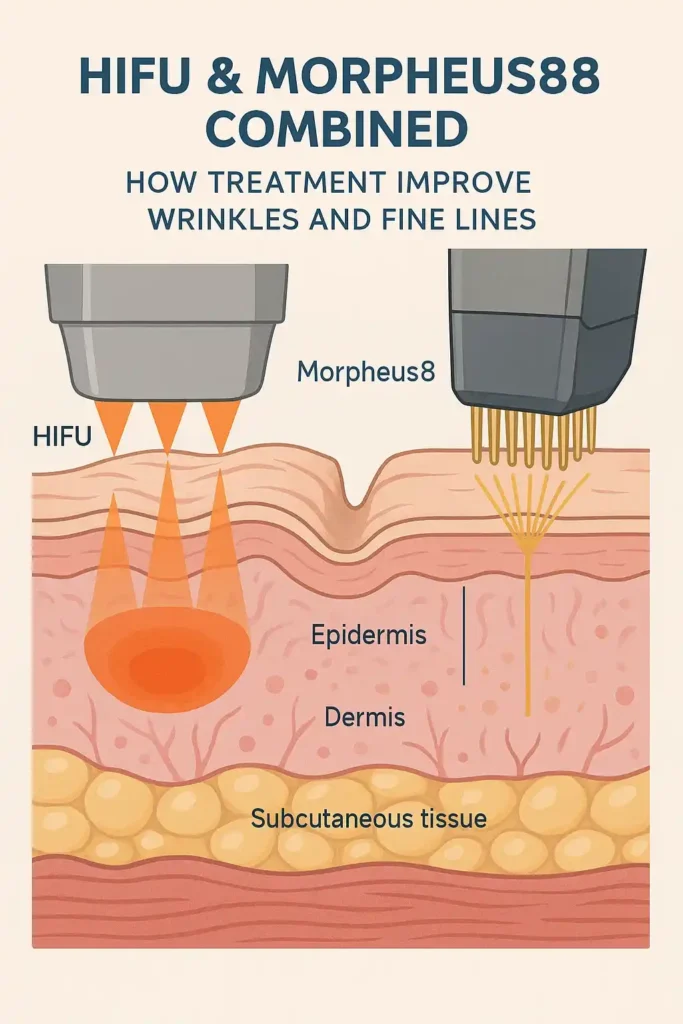 Diagram showing HIFU & Morpeus8 Nantwich and the benefits for reduction in wrinkles and fine lines