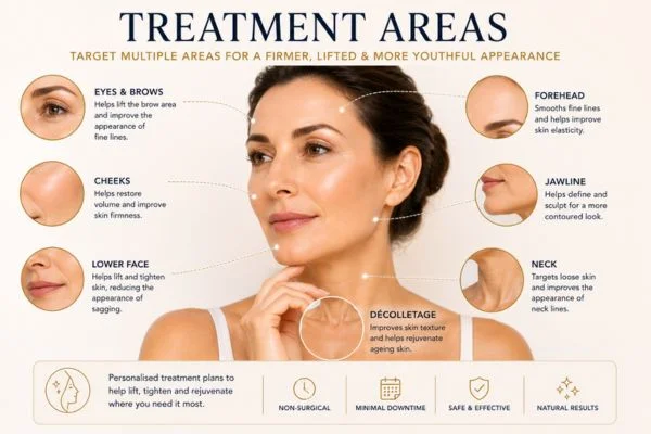 Areas of treatment for the ultimate lift tighten treatment Nantwich